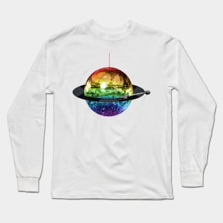 Disco Ball Retro Rainbow Record Planet Long Sleeve T-Shirt